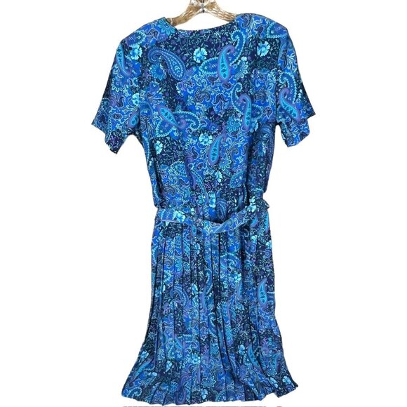 Vicki Wayne Women's Blue Pleated Long Dress - Picture 2 of 5